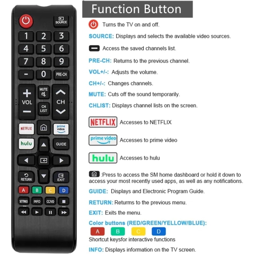 BN59-01315A BN59-01315D Remote Control Replacement for All Samsung LED QLED LCD 6/7/8/9 Series 4K UHD HDTV HDR Flat Curved Smart TV,N/NU/RU