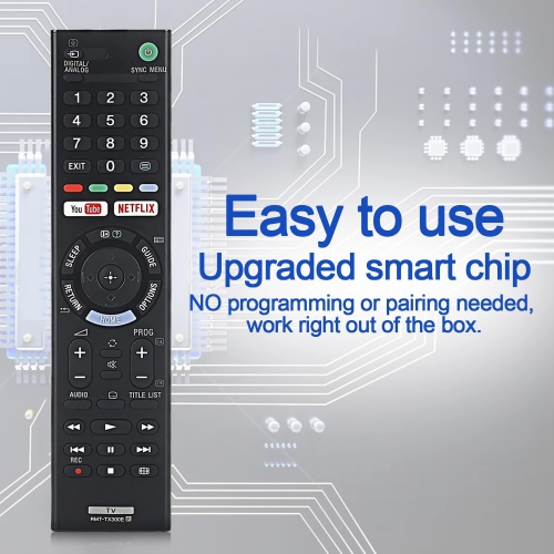 Universal Sony RMT-TX300E TV Remote Control Factory Original for Sony-TVs, for All Sony 4K UHD LED LCD HD Smart TVs with Netflix & YouTube Buttons