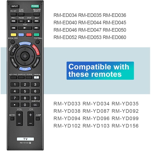 Télécommande universelle RM-YD103 Sub RM-YD102 pour téléviseur intelligent LCD Sony Bravia HDTV LED 3D