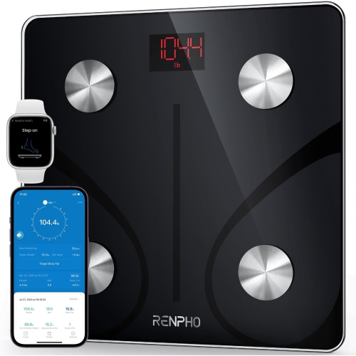 RENPHO Body Fat Scale Smart BMI Scale Digital Bathroom Wireless Weight Scale, Elis 1 Body Composition Analyzer with Smartphone App sync with Bluetoot