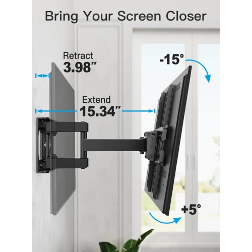 Full Motion TV Wall Mount for 26-65 Inch TVs, Up to 99lbs and VESA 400x400mm, Articulating Swivel Extension Tilt Leveling LED LCD OLED 4K Flat Curved