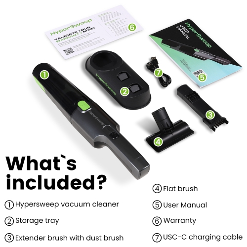HyperSweep Portable Rechargeable Vacuum Cleaner with High Power Suction for Hard-to-Reach Spaces