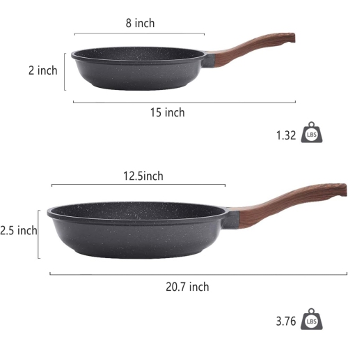 Sensarte nonstick Frying pan nonstick Skillet Egg pan Omelet pan Chef's pan Set Induction Skillet Stone cookware Granite Frying Pans pfoa Free Large