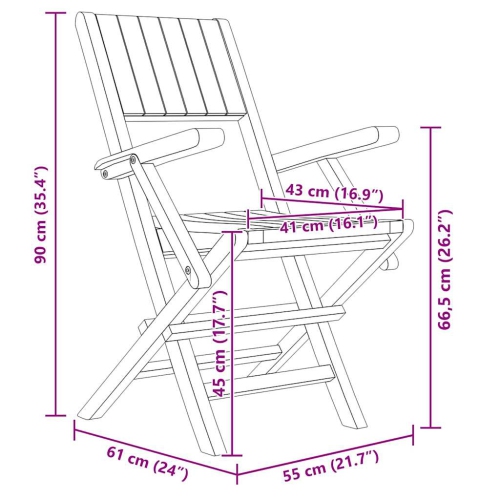 vidaXL Folding Garden Chairs 4 pcs 55x61x90 cm Solid Wood Teak