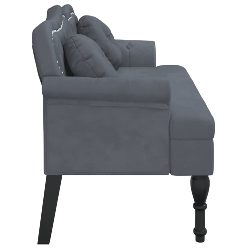 vidaXL 47” W Small Loveseat, Velvet Chesterfield Sofa, 2 Seater Couch for Living Room, Dark Gray