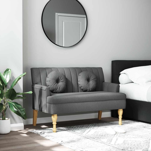 vidaXL 44” W Small Loveseat, Fabric Sofa, Modern 2 Seater Couch for Living Room, Dark Gray