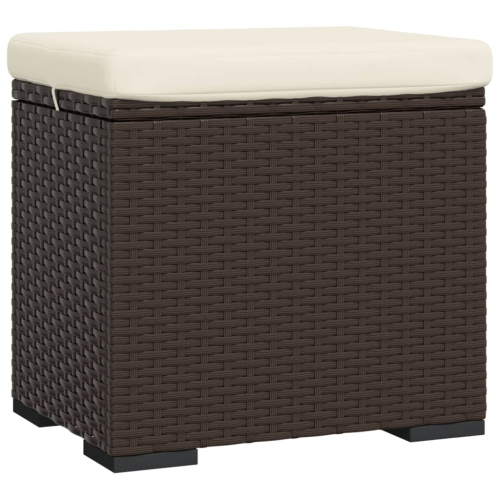 VIDAXL  Ottoman With Cushion Brown 40X30X40 Cm Poly Rattan