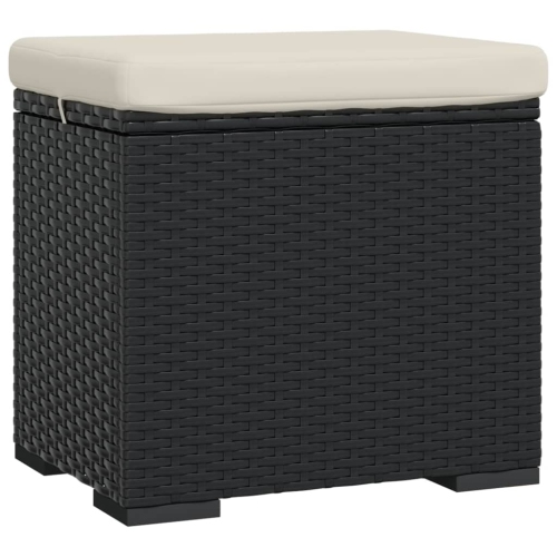 VIDAXL  Ottoman With Cushion 40X30X40 Cm Poly Rattan In Black