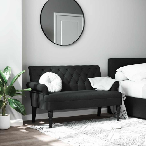 VidaXL – Petite causeuse de 47 po de largeur, canapé en tissu Chesterfield, canapé à 2 places pour salon, noir