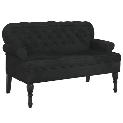 vidaXL 47” W Small Loveseat, Velvet Chesterfield Sofa, 2 Seater Couch for Living Room, Black
