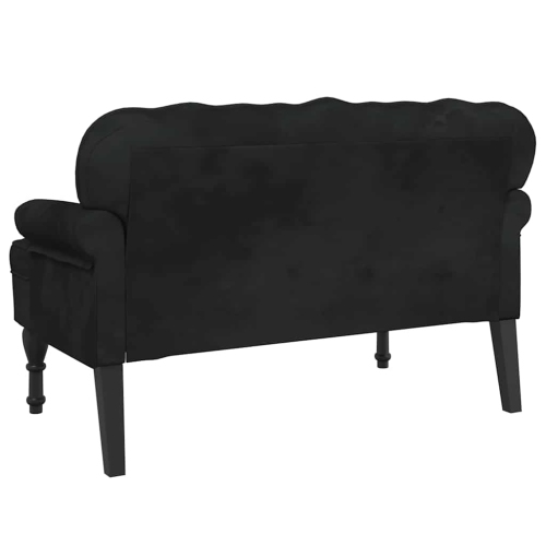 vidaXL 47” W Small Loveseat, Velvet Chesterfield Sofa, 2 Seater Couch for Living Room, Black