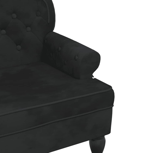 vidaXL 47” W Small Loveseat, Velvet Chesterfield Sofa, 2 Seater Couch for Living Room, Black
