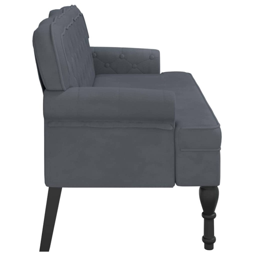 vidaXL 47” W Small Loveseat, Velvet Chesterfield Sofa, 2 Seater Couch for Living Room, Dark Gray
