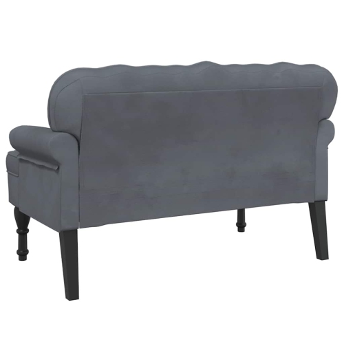 vidaXL 47” W Small Loveseat, Velvet Chesterfield Sofa, 2 Seater Couch for Living Room, Dark Gray