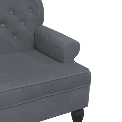 vidaXL 47” W Small Loveseat, Velvet Chesterfield Sofa, 2 Seater Couch for Living Room, Dark Gray