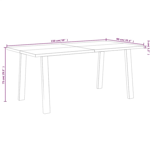 vidaXL Dining Table 150x90x75 cm Solid Wood Acacia
