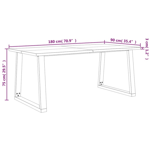 vidaXL Dining Table with Live Edge 180x90x75 cm Solid Wood Acacia