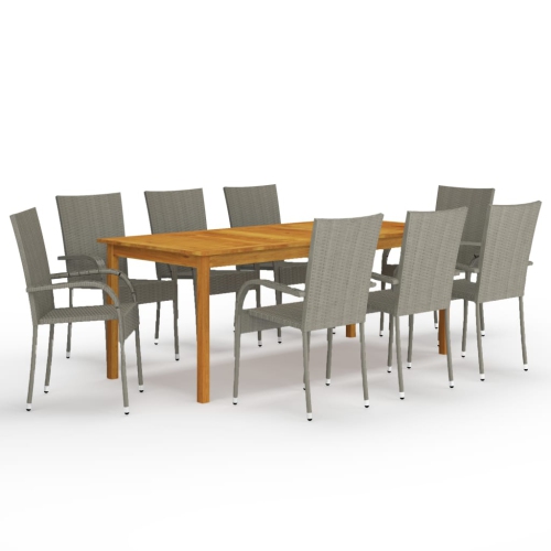 VIDAXL  9 Piece Garden Dining Set In Grey