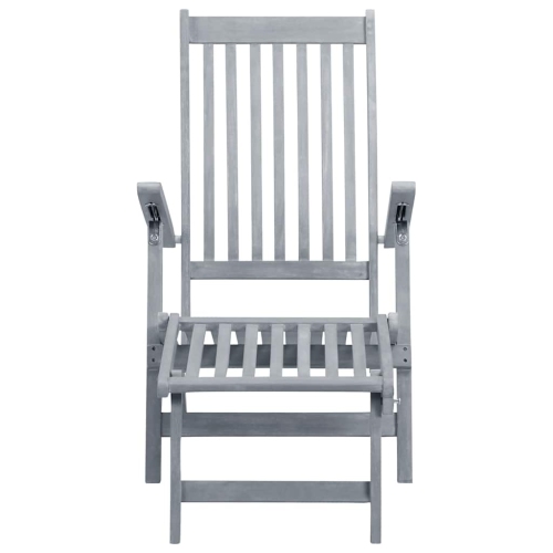 vidaXL Outdoor Deck Chair with Footrest and Cushion Solid Acacia Wood