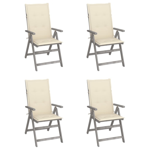 vidaXL Garden Reclining Chairs 4 pcs with Cushions Solid Acacia Wood