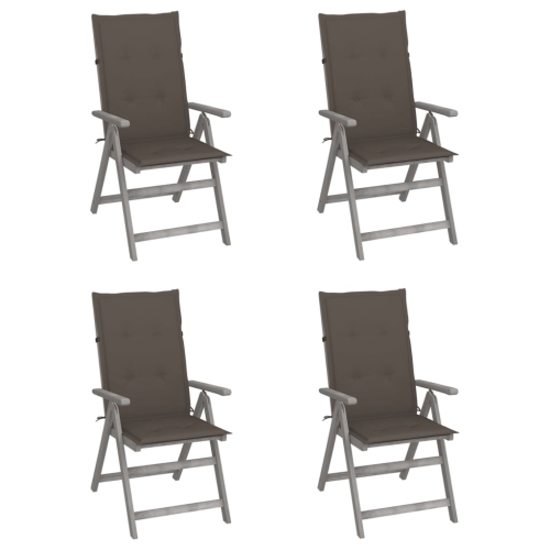 Image 1 de 10.. Chaises inclinables de jardin VidaXL 4 pièces avec coussins bois d'acacia massif