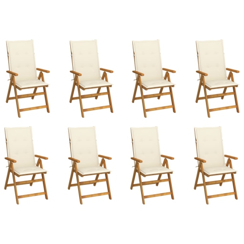 VIDAXL  Folding Garden Chairs With Cushions 8 PCs Solid Acacia Wood