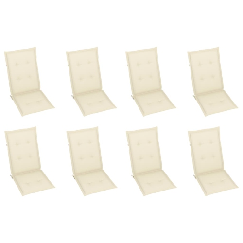 vidaXL Folding Garden Chairs with Cushions 8 pcs Solid Acacia Wood