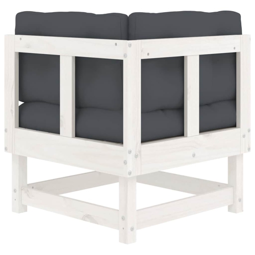 vidaXL Corner Sofa with Cushions White Solid Wood Pine