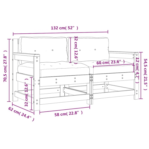 vidaXL Garden Chairs with Cushions 2 pcs White Solid Wood Pine