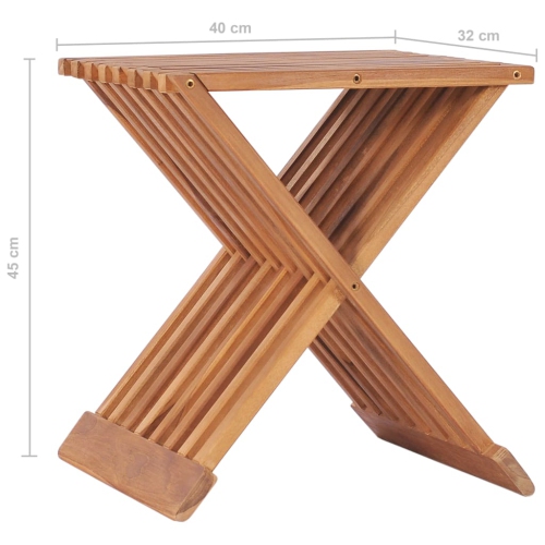 vidaXL Folding Stool 40x32x45 cm Solid Teak Wood