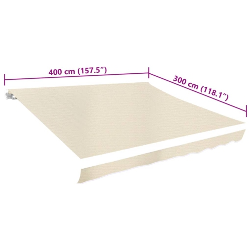 vidaXL Awning Top Sunshade Canvas Cream 4 x 3 m