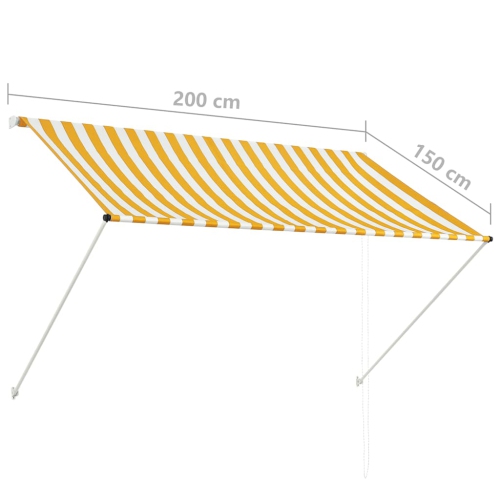 vidaXL Retractable Awning 200x150 cm Yellow and White