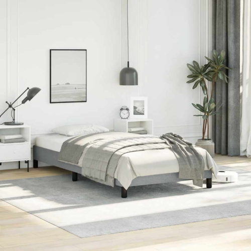 Cadre de très grand lit simple vidaXL, cadre de lit plateforme recouvert de tissu, gris pâle, sans matelas