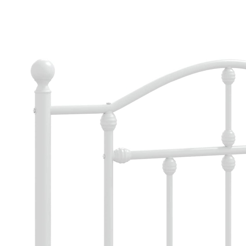 vidaXL White Twin XL Metal Bed Frame with Headboard & Slats, No Mattress, Easy Assembly