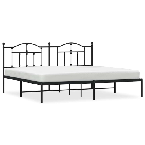 VIDAXL  King Metal Bed Frame With Headboard & Slats, No Mattress, Easy Assembly In Black