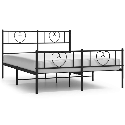 vidaXL Queen Metal Bed Frame with Headboard & Footboard, Sturdy Steel, Black, No Mattress