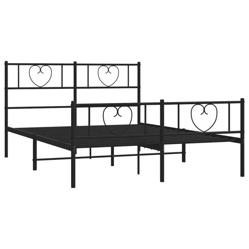 vidaXL Queen Metal Bed Frame with Headboard & Footboard, Sturdy Steel, Black, No Mattress