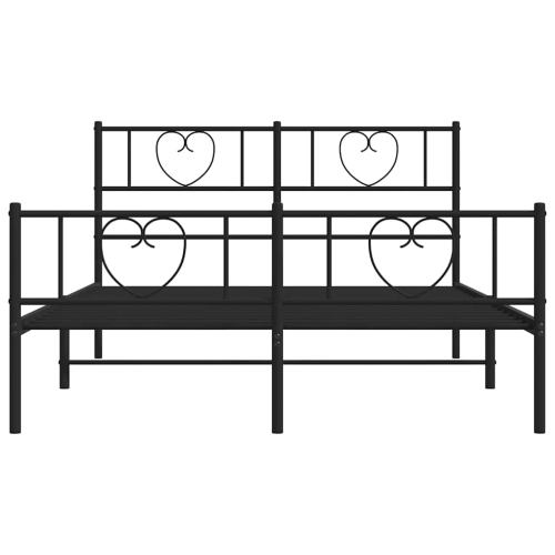 vidaXL Queen Metal Bed Frame with Headboard & Footboard, Sturdy Steel, Black, No Mattress