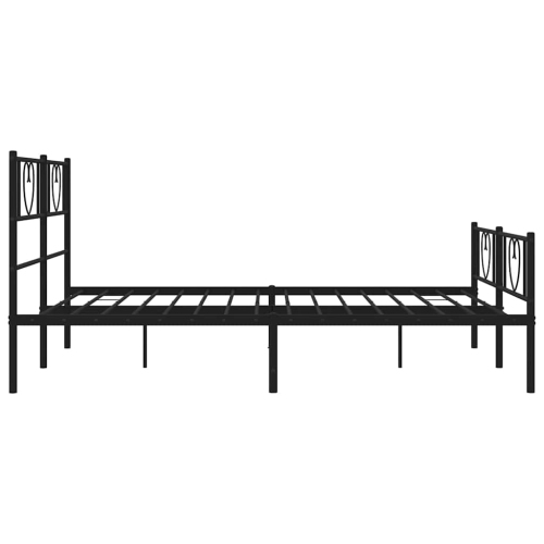 vidaXL Queen Metal Bed Frame with Headboard & Footboard, Sturdy Steel, Black, No Mattress