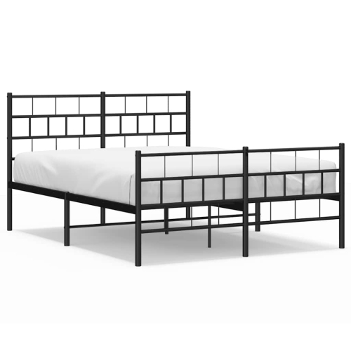 VIDAXL  Metal Full Bed Frame With Headboard, Heavy-Duty, Under-Bed Storage, No Mattress In Black