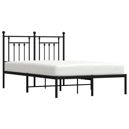 vidaXL 12" Black Full Size Metal Bed Frame with Headboard No Mattress