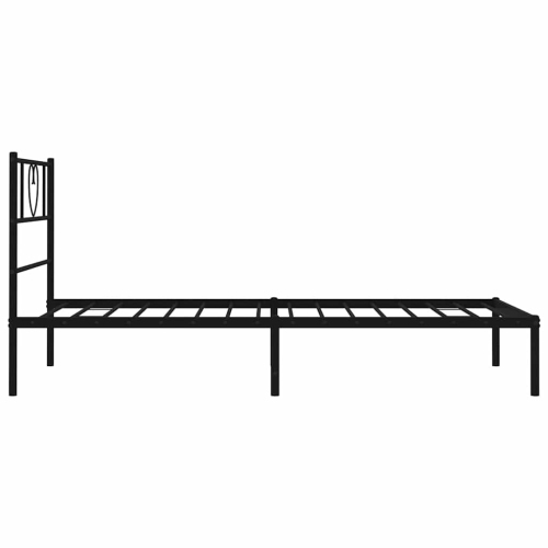 vidaXL Twin Metal Bed Frame with Headboard, Sturdy Steel, Black, No Mattress