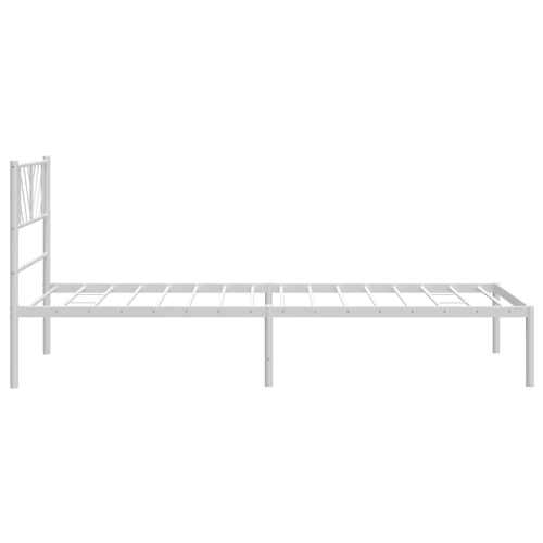 vidaXL Twin XL Metal Bed Frame with Headboard, Sturdy Steel, White, No Mattress