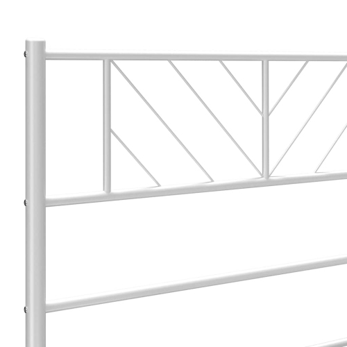 vidaXL Twin XL Metal Bed Frame with Headboard, Sturdy Steel, White, No Mattress