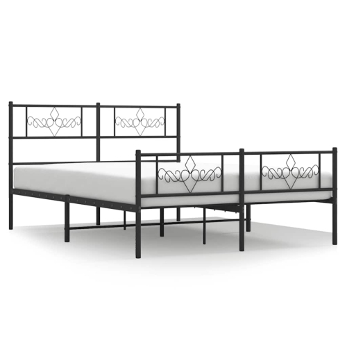 VIDAXL  12" Full Size Metal Bed Frame With Headboard & Footboard No Mattress In Black