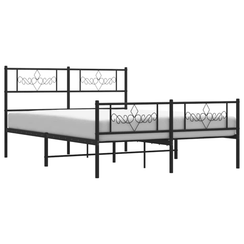 vidaXL 12" Black Full Size Metal Bed Frame with Headboard & Footboard No Mattress