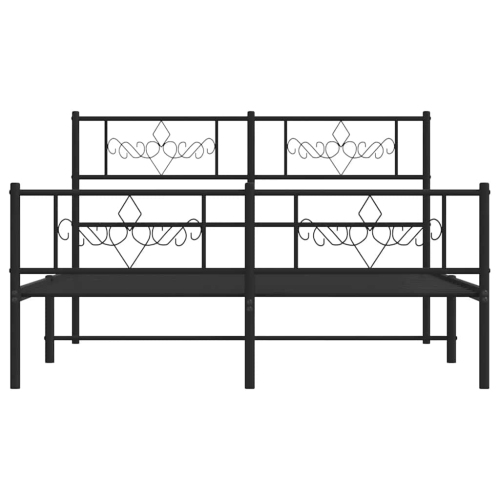vidaXL 12" Black Full Size Metal Bed Frame with Headboard & Footboard No Mattress