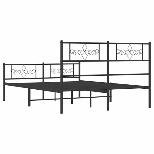 vidaXL 12" Black Full Size Metal Bed Frame with Headboard & Footboard No Mattress