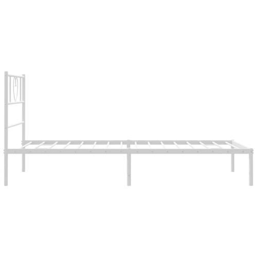 vidaXL Twin XL Metal Bed Frame with Headboard, Sturdy Steel, White, No Mattress