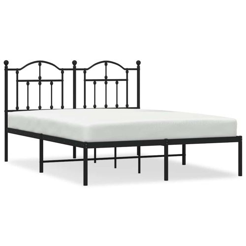 VIDAXL  Queen Metal Bed Frame With Headboard & Slats, No Mattress, Easy Assembly In Black